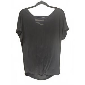 Umgee Oversized Open Draped Back Blouse - Black- Size Medium